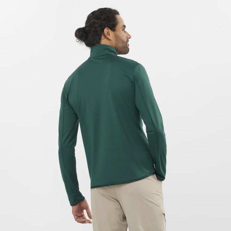 Green Salomon Essential Lightwarm Half Zip Men's Sweatshirt | IE VK9753